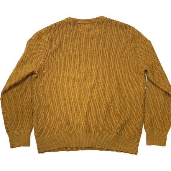 J Crew Mens Crewneck Sweater Cotton Checker Stitch XL Yellow Gold Pullover - Picture 8 of 8